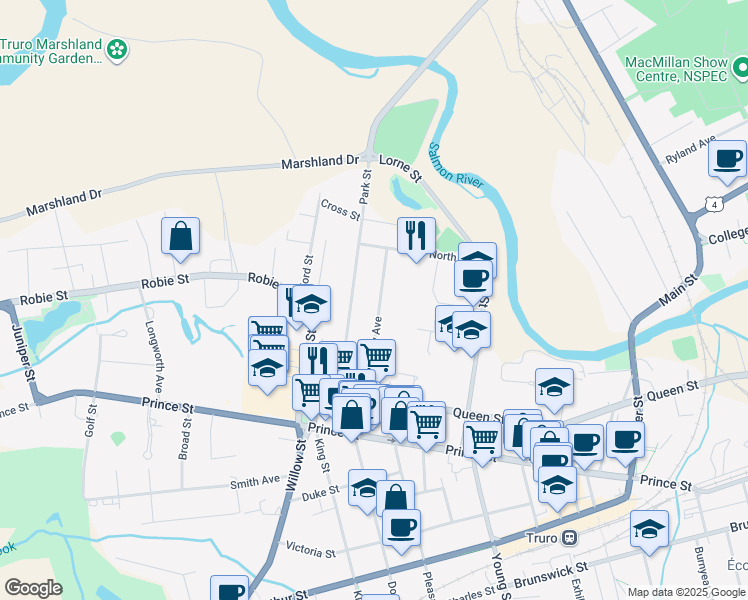 map of restaurants, bars, coffee shops, grocery stores, and more near 70 Normandy Avenue in Truro