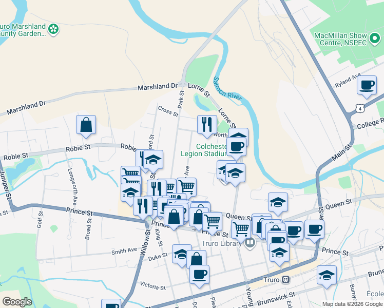 map of restaurants, bars, coffee shops, grocery stores, and more near 63 Normandy Avenue in Truro