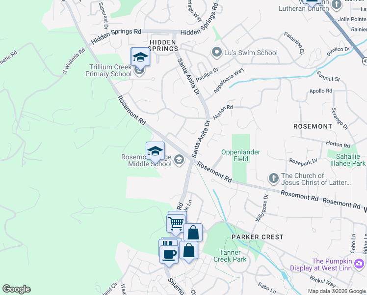 map of restaurants, bars, coffee shops, grocery stores, and more near 1971 Furlong Court in West Linn