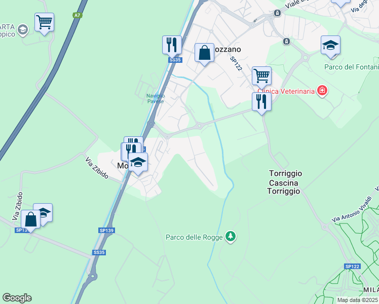 map of restaurants, bars, coffee shops, grocery stores, and more near 3 Via Carlo Alberto dalla Chiesa in Città metropolitana di Milano