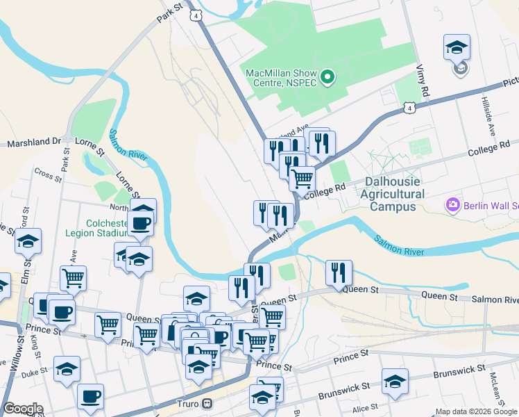 map of restaurants, bars, coffee shops, grocery stores, and more near 34 Avon Street in Truro