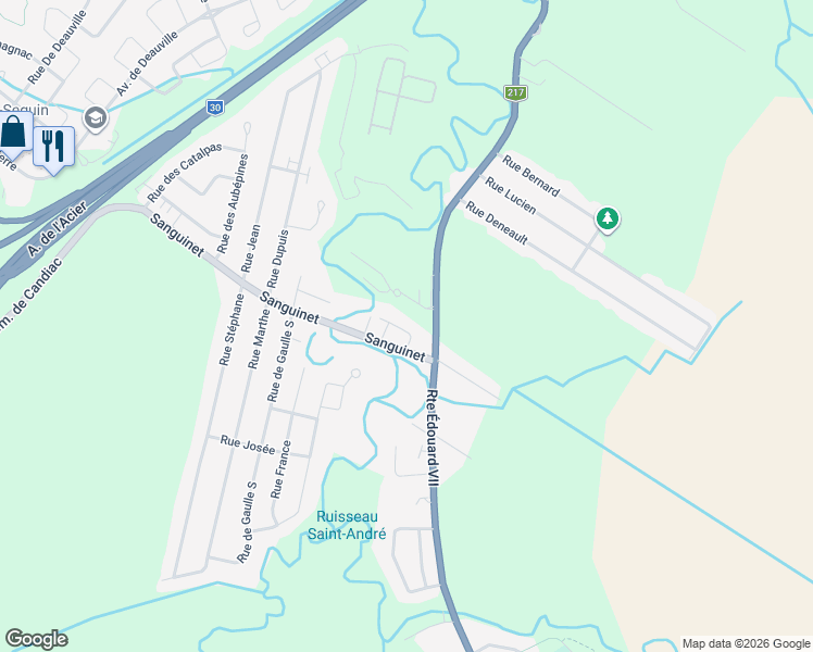 map of restaurants, bars, coffee shops, grocery stores, and more near 30 Rue Chénier in Saint-Philippe