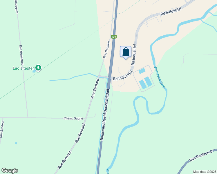 map of restaurants, bars, coffee shops, grocery stores, and more near 1260 Boulevard Industriel in Granby