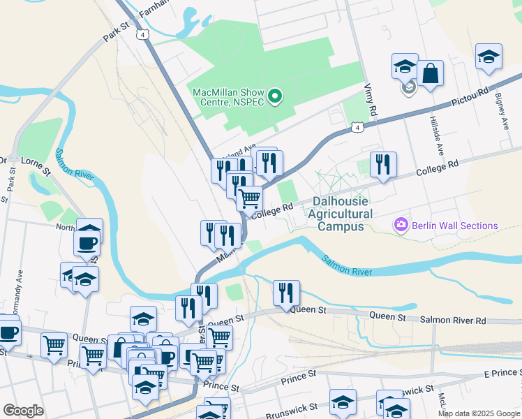map of restaurants, bars, coffee shops, grocery stores, and more near 23 College Road in Truro