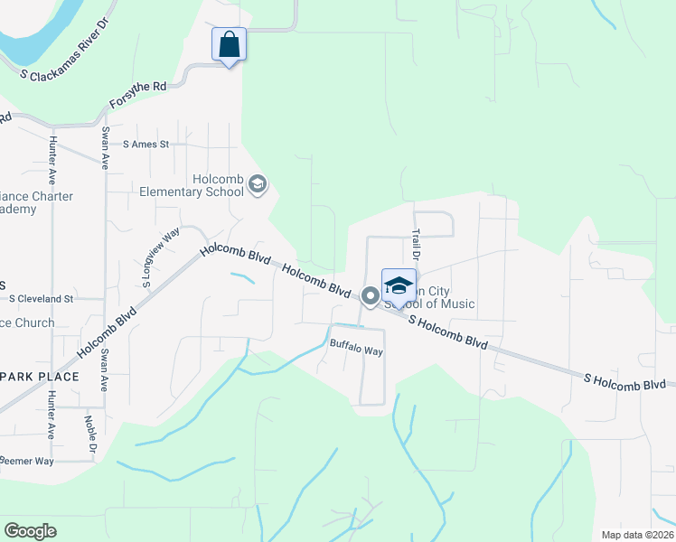 map of restaurants, bars, coffee shops, grocery stores, and more near 16210 Tracey Lee Court in Oregon City