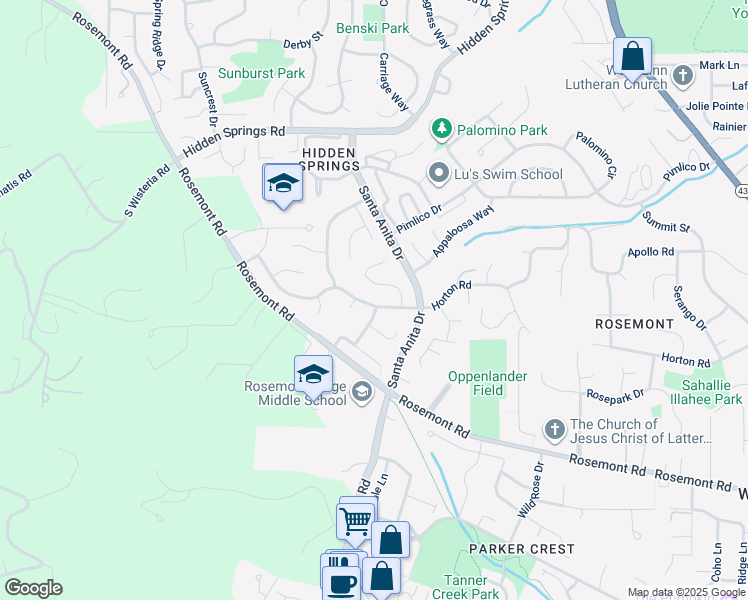 map of restaurants, bars, coffee shops, grocery stores, and more near 6111 Churchill Downs Drive in West Linn