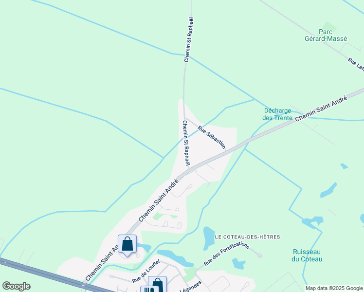 map of restaurants, bars, coffee shops, grocery stores, and more near 14 Chemin Saint Raphaël in Saint-Jean-sur-Richelieu