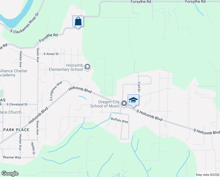 map of restaurants, bars, coffee shops, grocery stores, and more near 16210 Tracey Lee Court in Oregon City