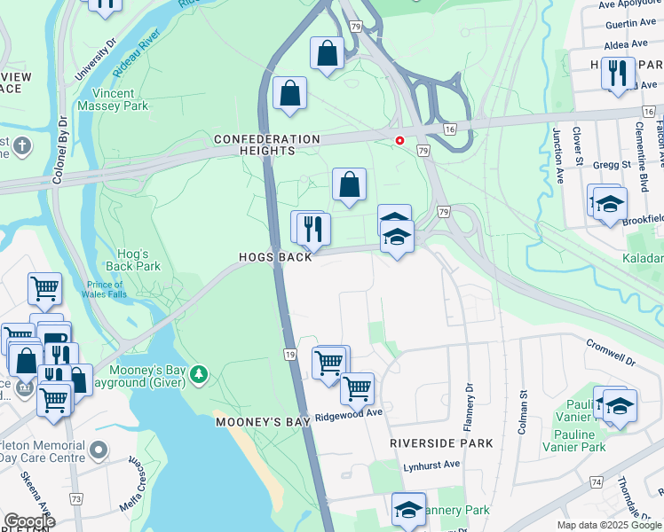 map of restaurants, bars, coffee shops, grocery stores, and more near 704 Ottawa Regional Road 51 in Ottawa