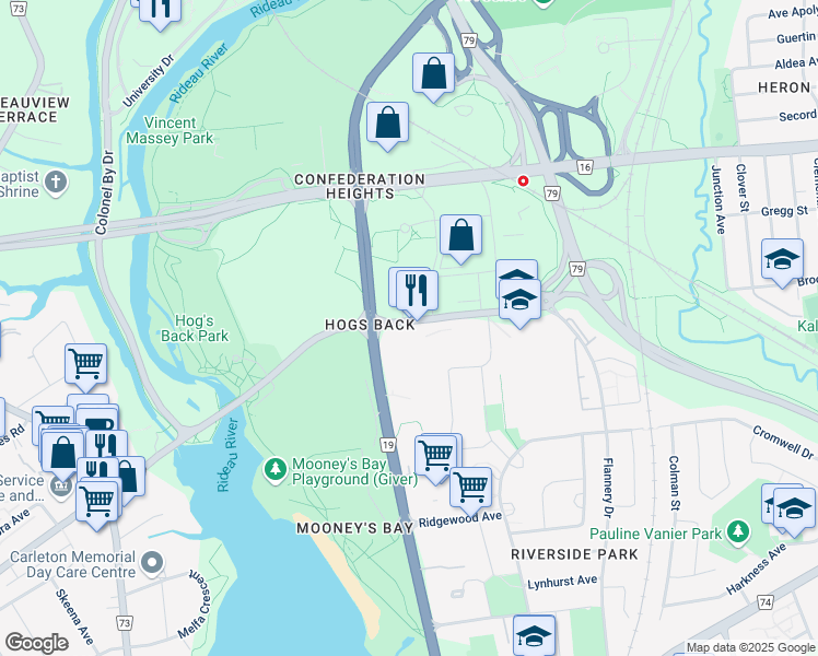 map of restaurants, bars, coffee shops, grocery stores, and more near 704 Ottawa Regional Road 51 in Ottawa