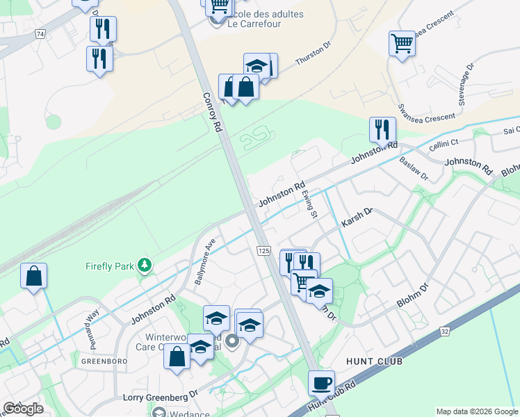 map of restaurants, bars, coffee shops, grocery stores, and more near in Gloucester