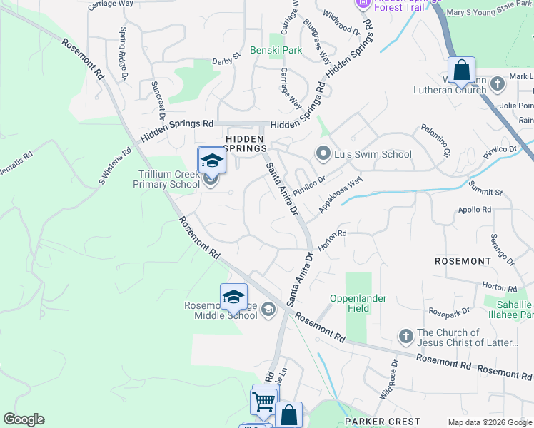 map of restaurants, bars, coffee shops, grocery stores, and more near 2105 Bridle Way in West Linn