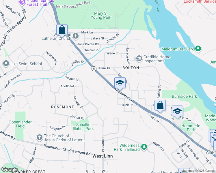 map of restaurants, bars, coffee shops, grocery stores, and more near 20910 Fawn Court in West Linn