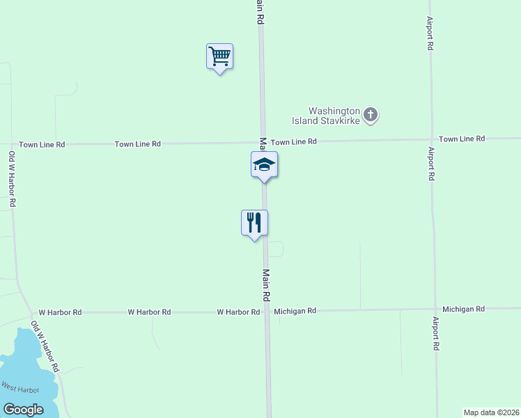 map of restaurants, bars, coffee shops, grocery stores, and more near 1219 Main Road in Washington