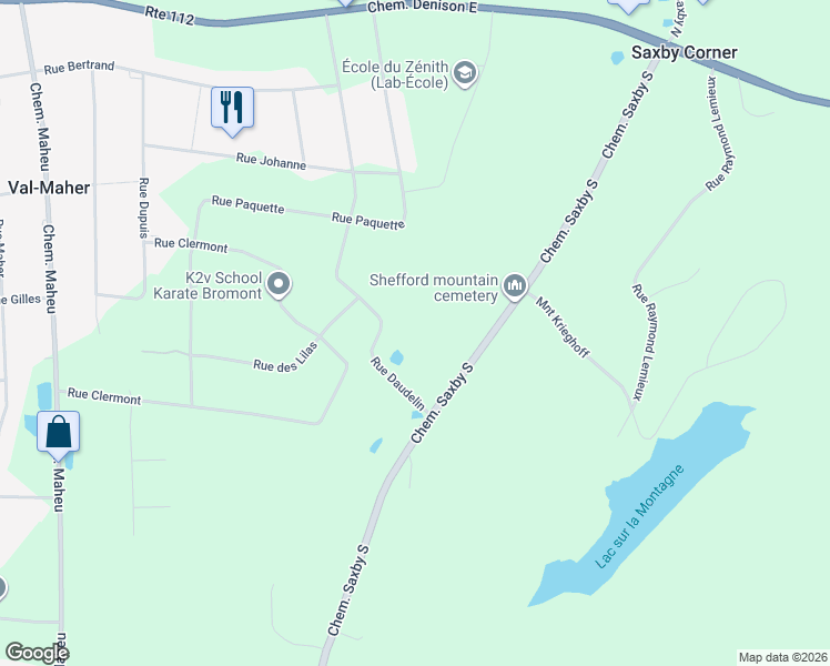 map of restaurants, bars, coffee shops, grocery stores, and more near 147 Rue Daudelin in Shefford