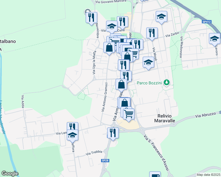 map of restaurants, bars, coffee shops, grocery stores, and more near 10 Via Dandolo in Opera