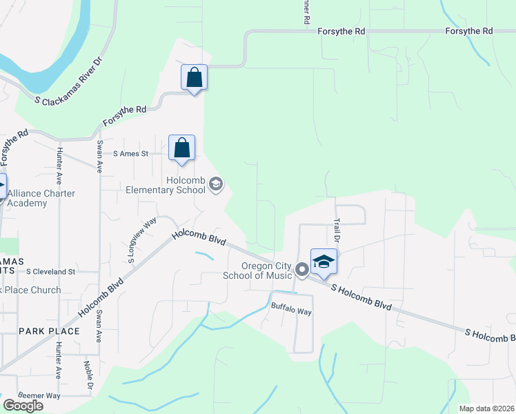 map of restaurants, bars, coffee shops, grocery stores, and more near 14737 Holcomb Boulevard in Oregon City