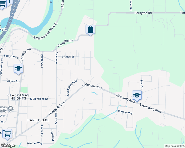 map of restaurants, bars, coffee shops, grocery stores, and more near 16024 Holcomb School Road in Oregon City