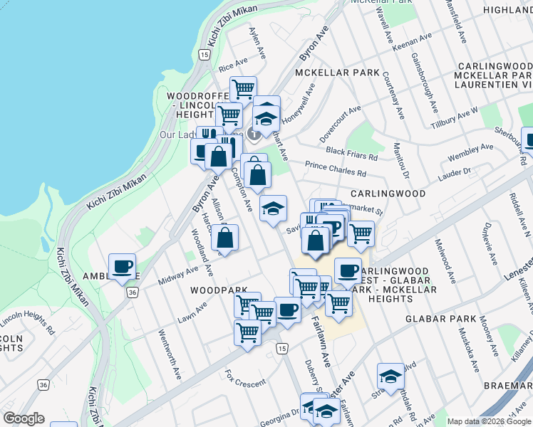 map of restaurants, bars, coffee shops, grocery stores, and more near in Ottawa