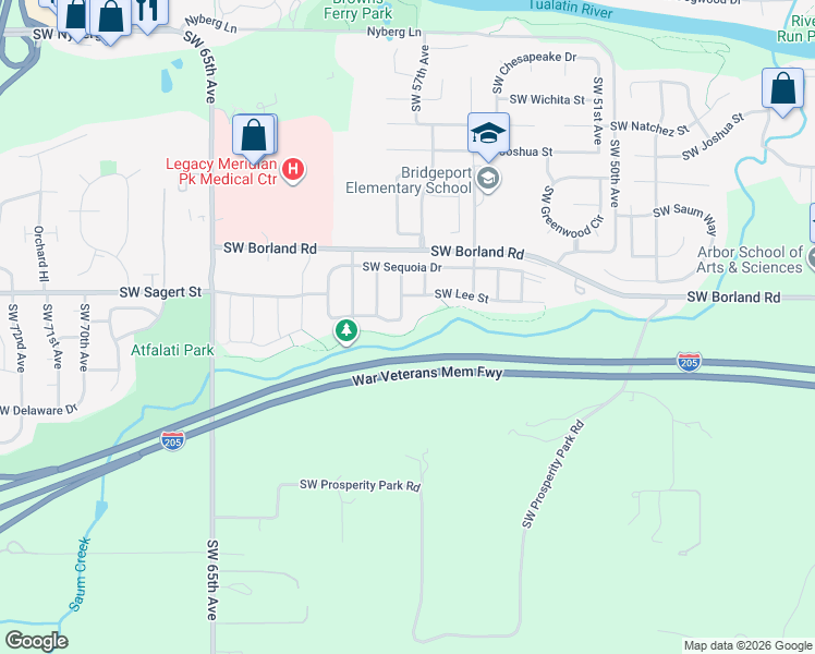 map of restaurants, bars, coffee shops, grocery stores, and more near 20160 Southwest 58th Terrace in Tualatin