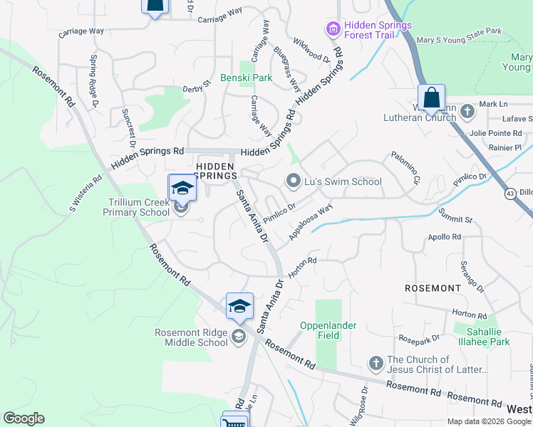 map of restaurants, bars, coffee shops, grocery stores, and more near 6272 Preakness Way in West Linn