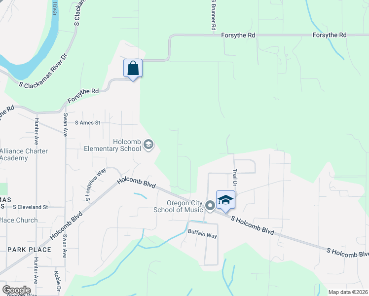 map of restaurants, bars, coffee shops, grocery stores, and more near 16061 Winston Drive in Oregon City