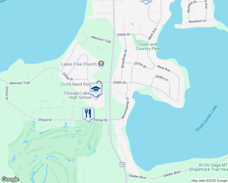 map of restaurants, bars, coffee shops, grocery stores, and more near 29360 Mary Street in Lindstrom