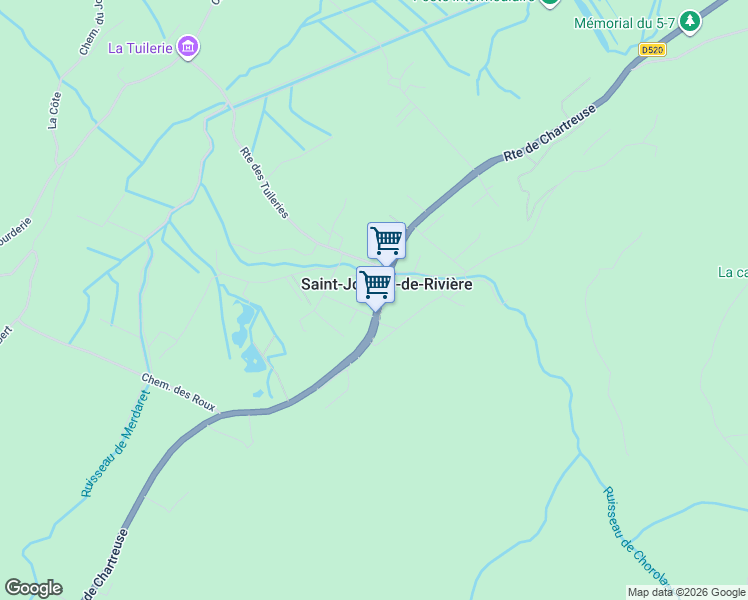 map of restaurants, bars, coffee shops, grocery stores, and more near  in Saint-Joseph-de-Rivière