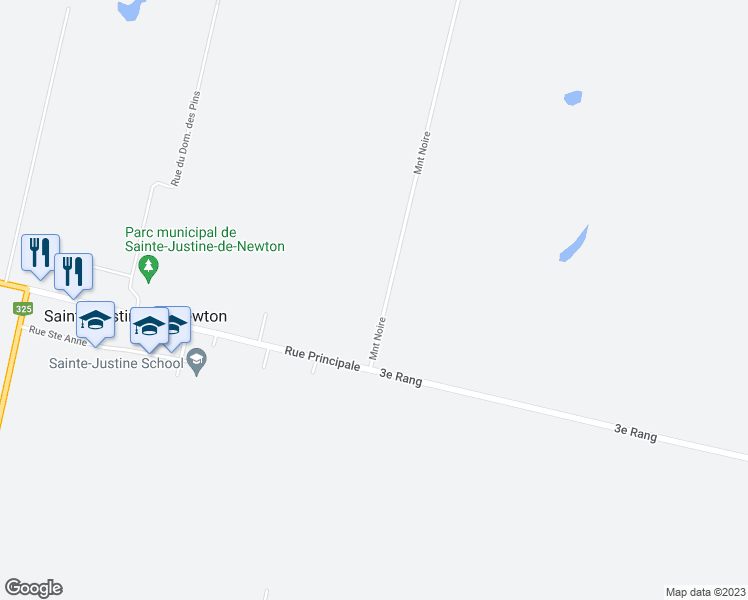 map of restaurants, bars, coffee shops, grocery stores, and more near 1480 Montée Noire in Sainte-Justine-de-Newton