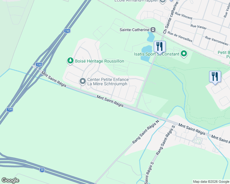 map of restaurants, bars, coffee shops, grocery stores, and more near 29 Rue Rembrandt in Kahnawake