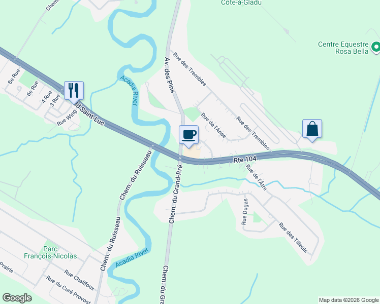 map of restaurants, bars, coffee shops, grocery stores, and more near 1115 Boulevard Saint-Luc in Saint-Jean-sur-Richelieu