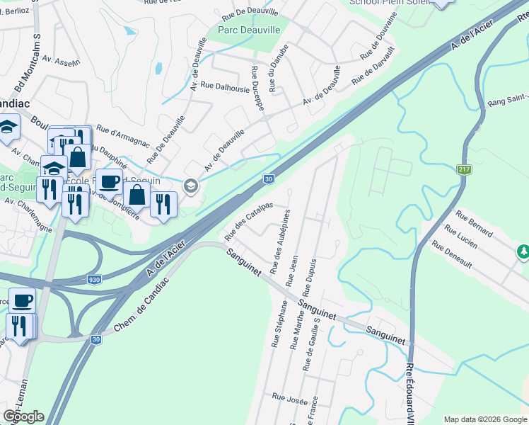 map of restaurants, bars, coffee shops, grocery stores, and more near 21 Rue des Catalpas in Saint-Philippe