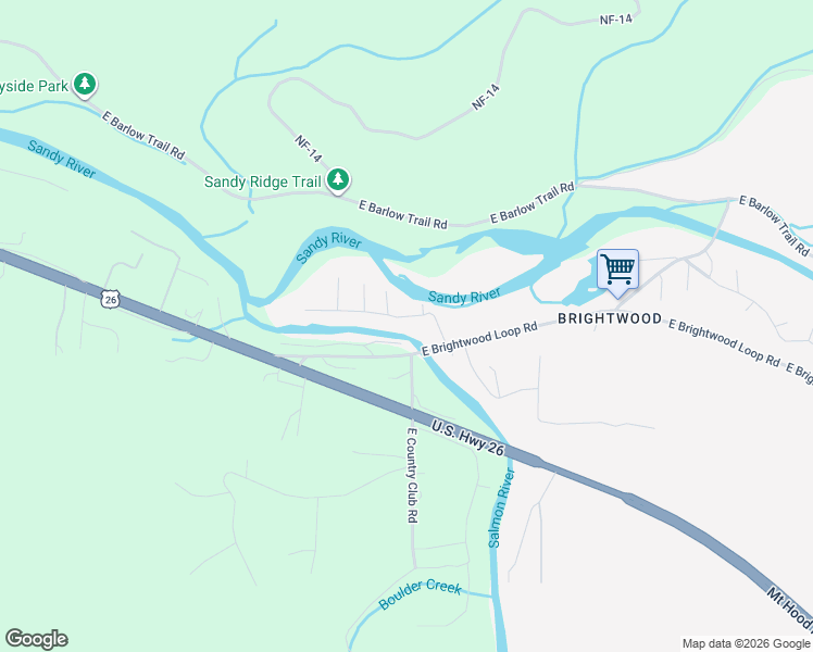 map of restaurants, bars, coffee shops, grocery stores, and more near 20182 East Davidson Street in Mount Hood Village