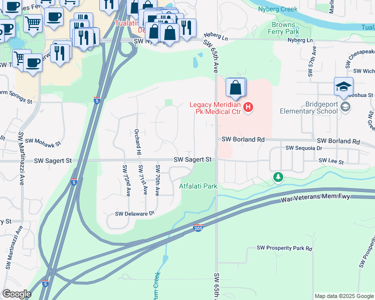 map of restaurants, bars, coffee shops, grocery stores, and more near 19903 Southwest Poplarwood Place in Tualatin