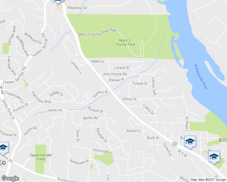 map of restaurants, bars, coffee shops, grocery stores, and more near 20590 Willamette Drive in West Linn