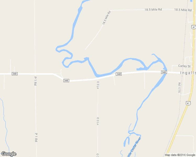 map of restaurants, bars, coffee shops, grocery stores, and more near County Road 348 in Ingalls
