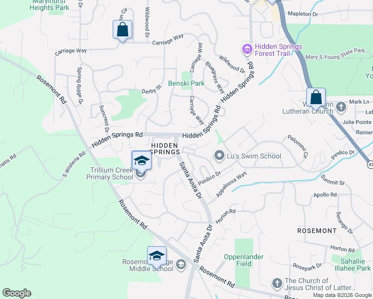 map of restaurants, bars, coffee shops, grocery stores, and more near 6228 Meridian Circle in West Linn