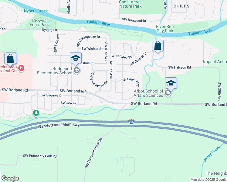 map of restaurants, bars, coffee shops, grocery stores, and more near 19810 Southwest 49th Avenue in Tualatin