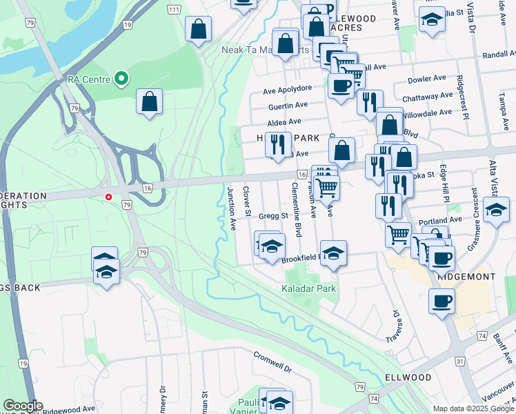 map of restaurants, bars, coffee shops, grocery stores, and more near in Ottawa
