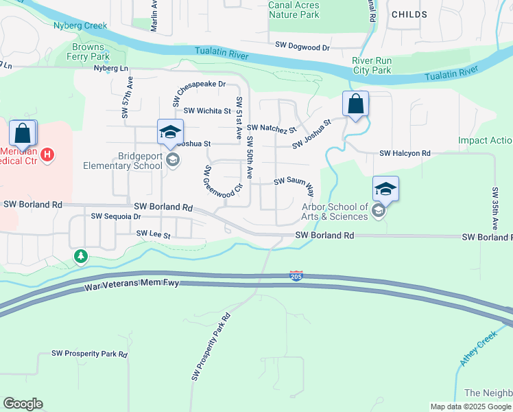 map of restaurants, bars, coffee shops, grocery stores, and more near 19810 Southwest 49th Avenue in Tualatin