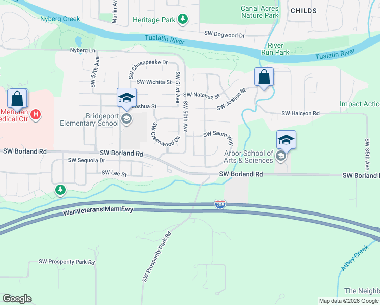 map of restaurants, bars, coffee shops, grocery stores, and more near 19855 Southwest 49th Avenue in Tualatin