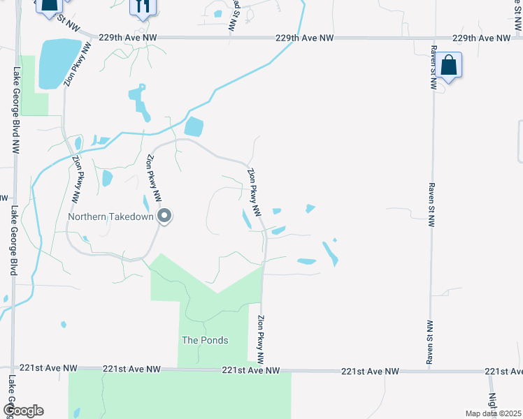 map of restaurants, bars, coffee shops, grocery stores, and more near 22503 Zion Parkway Northwest in Bethel