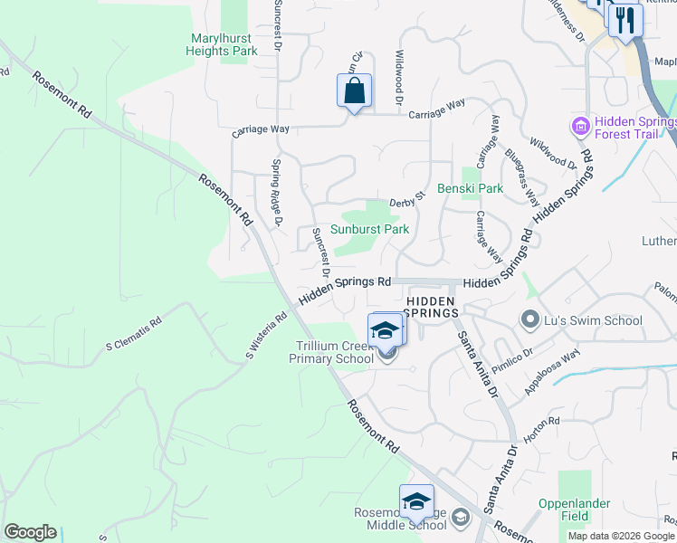 map of restaurants, bars, coffee shops, grocery stores, and more near 1924 Aztec Court in West Linn