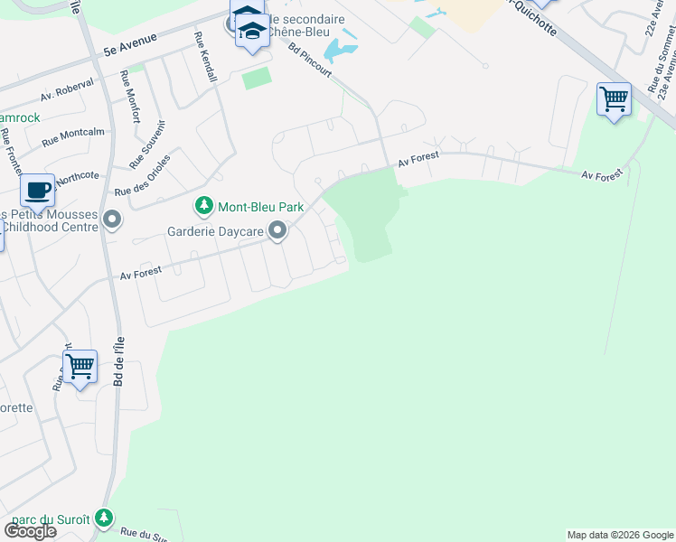 map of restaurants, bars, coffee shops, grocery stores, and more near 956 Rue de la Vallée in Pincourt