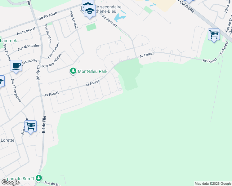 map of restaurants, bars, coffee shops, grocery stores, and more near 962 Rue de la Vallée in Pincourt