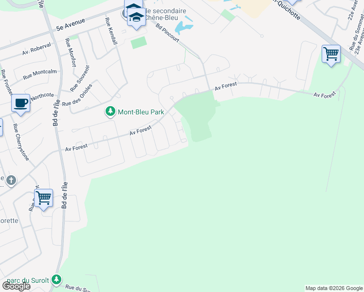 map of restaurants, bars, coffee shops, grocery stores, and more near 956 Rue de la Vallée in Pincourt
