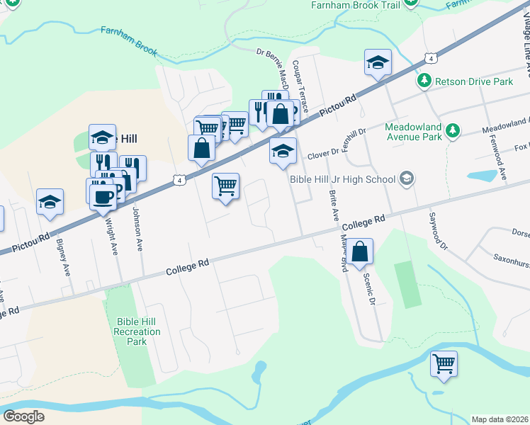 map of restaurants, bars, coffee shops, grocery stores, and more near Teakwood Court in Truro