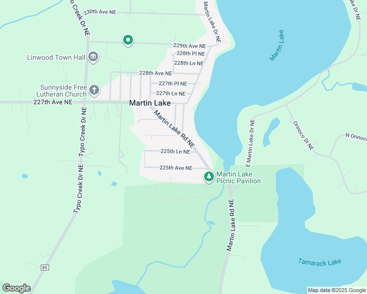 map of restaurants, bars, coffee shops, grocery stores, and more near 6936 225th Lane Northeast in Stacy