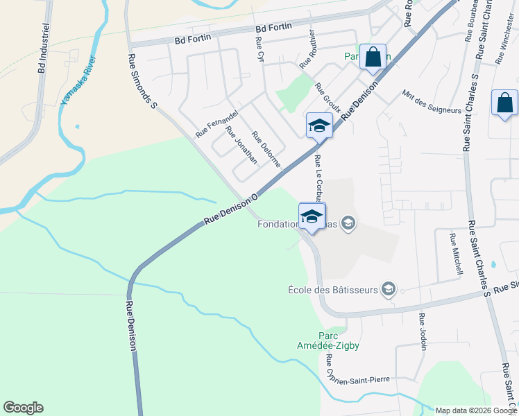 map of restaurants, bars, coffee shops, grocery stores, and more near 780 Rue Denison Ouest in Granby