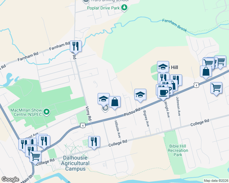map of restaurants, bars, coffee shops, grocery stores, and more near 60 Hillcrest Avenue in Truro
